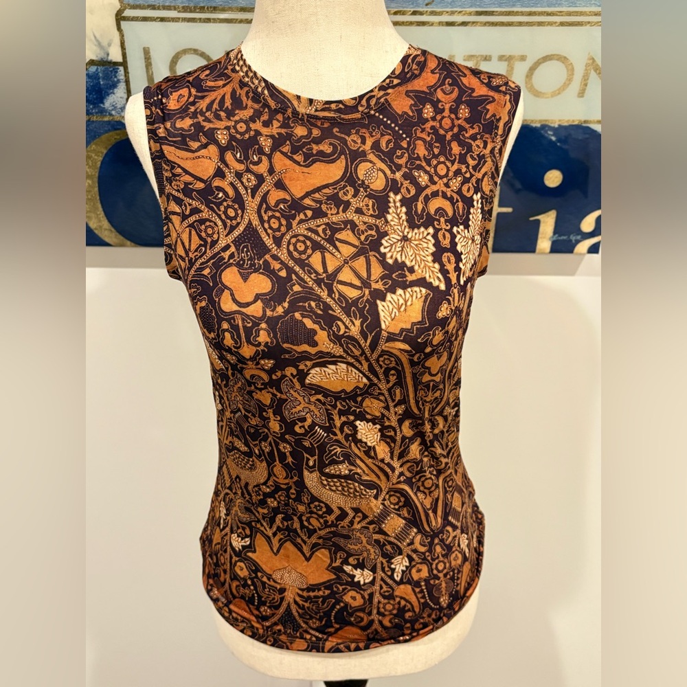 Ulla Johnson Brown and Orange Patterned Tank Top